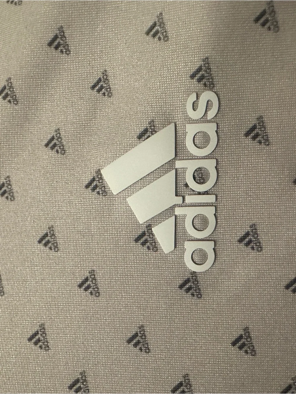 adidas Light Gray Polo with Micro Triangle Logo Pattern